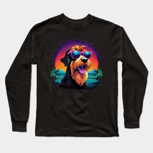 Retro Wave Airdale Terrier Dog Shirt Long Sleeve T-Shirt